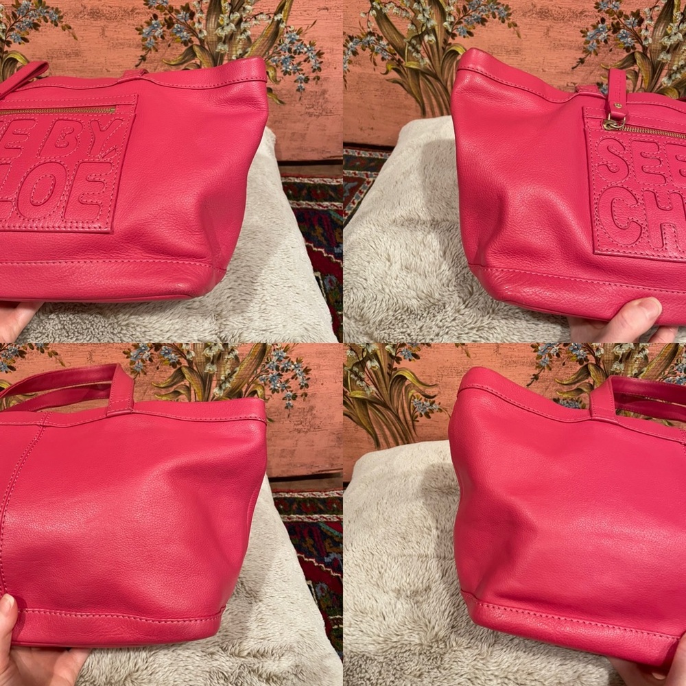 See By Chloé Hot Pink Leather Tote Shoulder Bag - Picture 9 of 13
